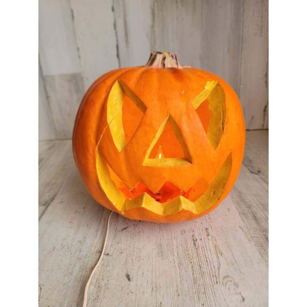 Gemmy AS IS foam light up pumpkin‎ spray scary face Halloween prop decor